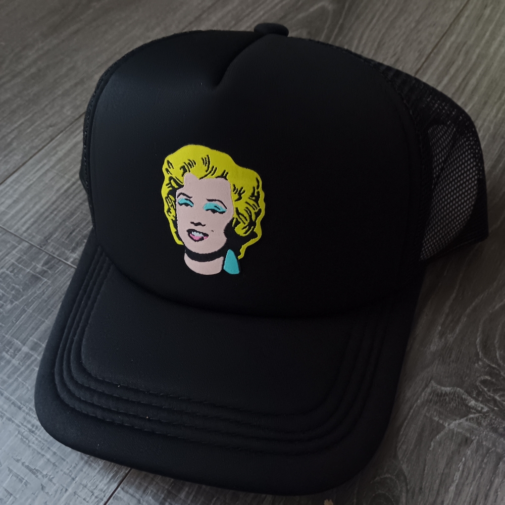 Black Trucker Cap with Pop Art Design